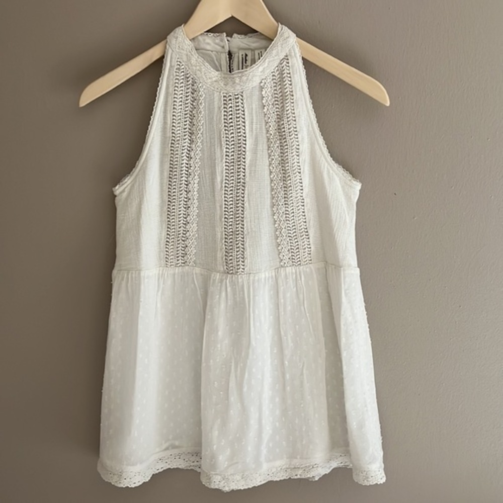 Meadow Rue by Anthropology Lacey Detail Sleeveless Blouse‎ Size XS